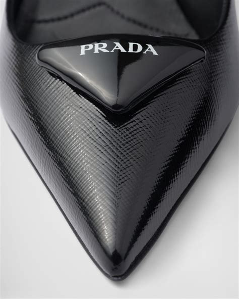 prada black saffiano pumps|Black Saffiano Patent Leather Slingback Pumps .